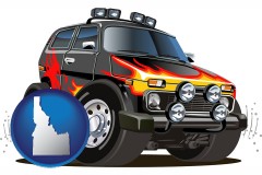 idaho map icon and a custom automobile paint job